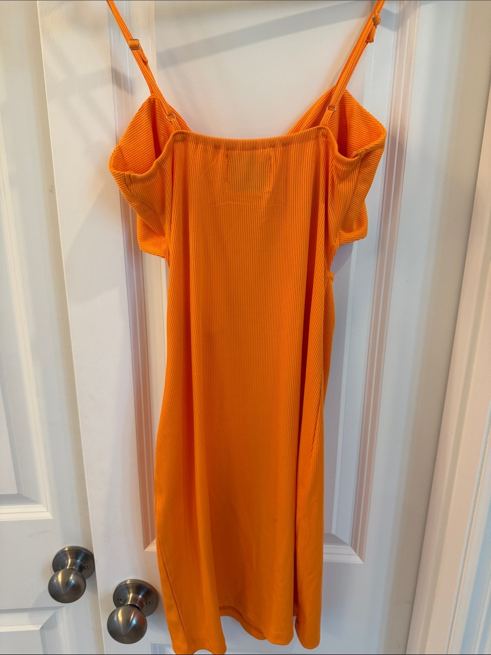 Princess Polly Bright Orange Ribbed Tie-Front Mini Dress - Picture 5 of 6